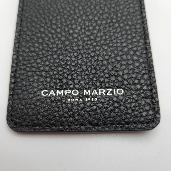 Campo Marzio Designer Pebbled Luxury Leather Luggage Tag- Black - Picture 7 of 7